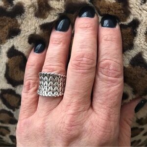 JAI by John Hardy Sterling Silver Basketweave Saddle Ring - Size 6